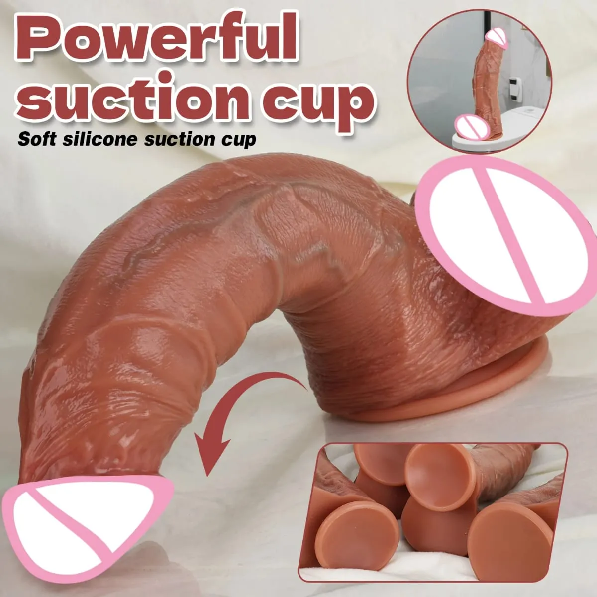 Realistic Skin Dildo Soft Thick Silicone Dildos Huge Penis Woman masturbation Man Anal Sex Toys Suction Cup Dick Big Glans Cock — image 2