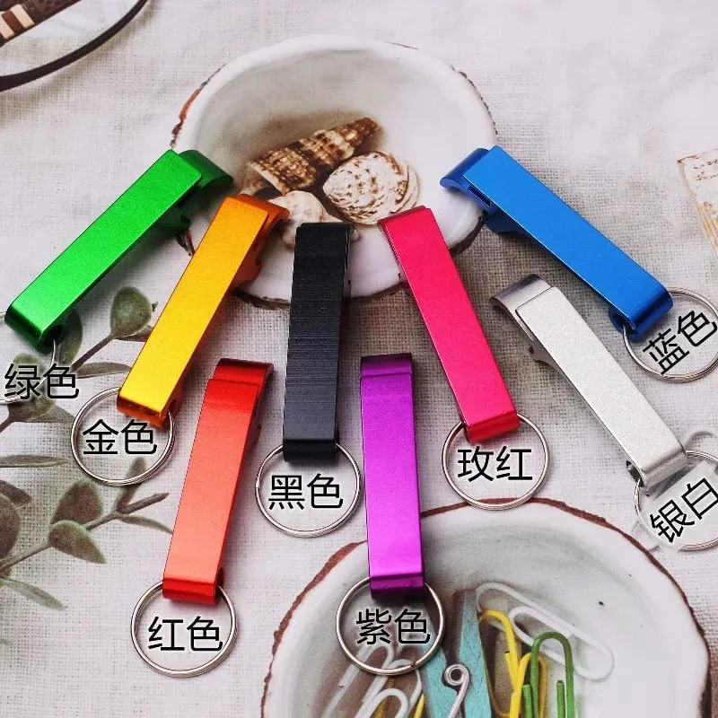 1PC Beer bottle opener multifunctional key chain portable solid color bottle opener aluminum bottle opener — image 5