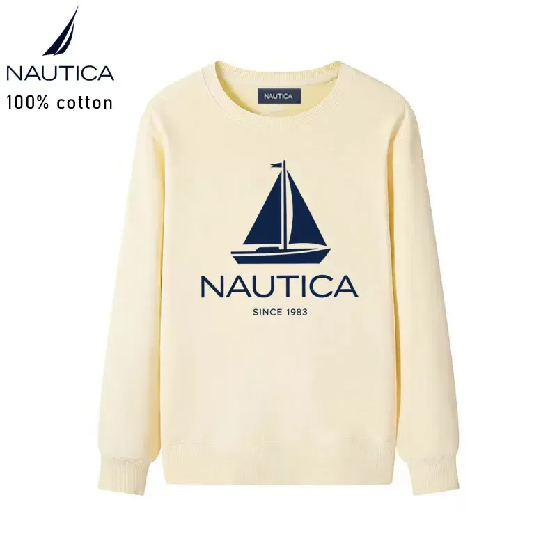 Nautica American classic sailing yacht logo printed men's and women's high-quality pure cotton loose-fitting men's sweatshirt — image 7