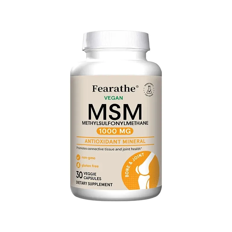 Ang Fearathe Methylsulfonylmethane(MSM)1000 Mg Antioxidant ay Nagtataguyod ng Joint Health Balanced Calcium Absorption Non-GMO Gluten-free