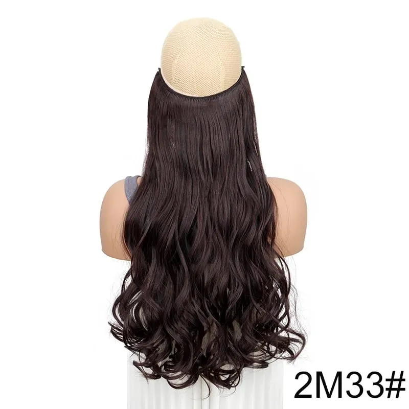 20Inch Synthetic Long Curly Invisible Wire Hair Extensions Headband Heat Resistant No Clips Hairpiece for Women — image 11