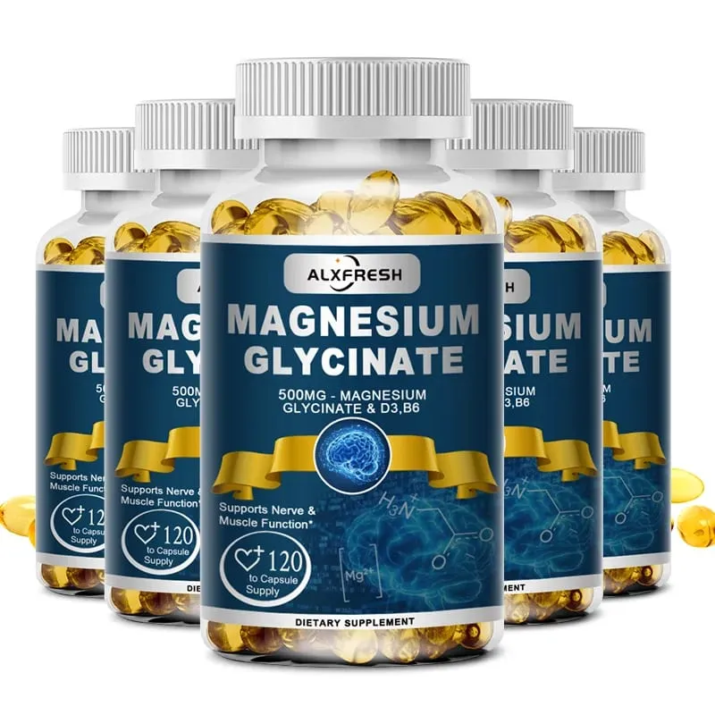 Original Magnesium Glycinate 500mg Supplement – High Absorption for Sleep Muscle & Restful Support - D3 B6 Zinc