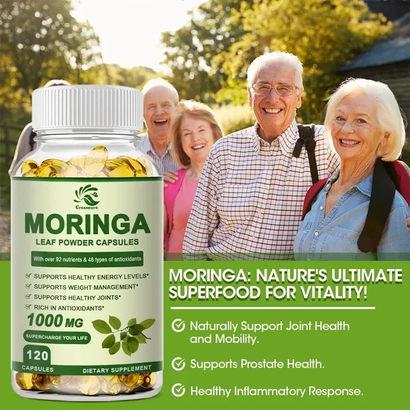 Ang Greensure Moringa Oil ay Nagsusulong ng Metabolismo Suporta sa Pagbawas ng Timbang Pag-aayos ng mga Napinsalang Cells Pinapaginhawa ang Pamamaga ng Cardiovascular Health