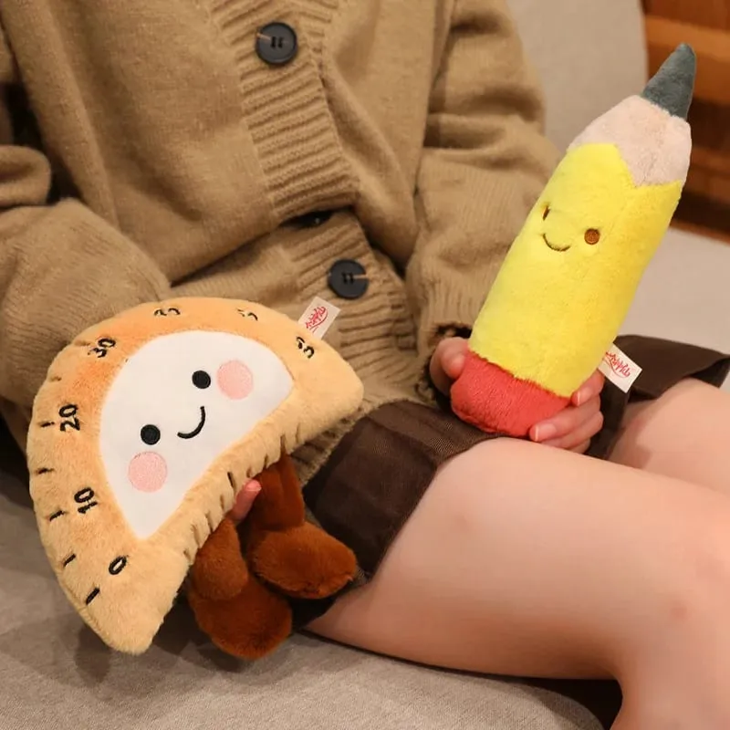 13/20cm Pencil Case Stationery Plush Humanoid Toy Stuffed Kawaii Eraser Ruler Doll Pendant with Loop Plushie Decor for Bag — image 6