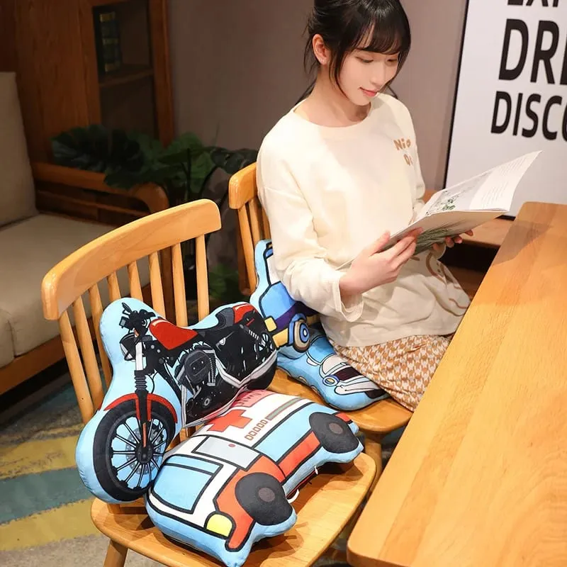 Transportation Vehicle Plush Pillow Recreational Vehicle Excavator Ambulance Airplane Motorbike Taxi Fire Truck Cushion Decor — image 10