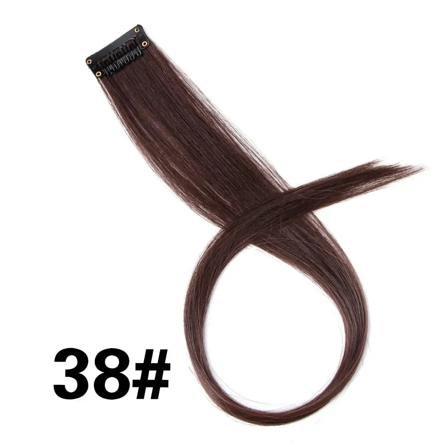 Extensiones de cabello de color liso con Clip para resaltar el cabello de arcoíris, rosa, azul, morado, sintético, con Clips para mujeres y niñas — image 44