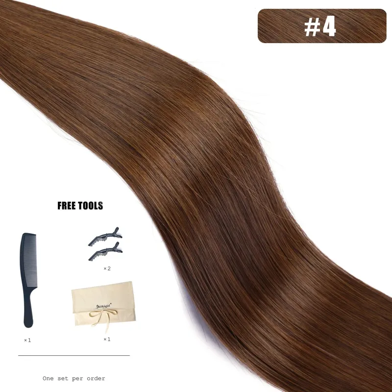Butterfly Weft Hair Extensions Human Hair Invisible Flat PU with Hole Twin Tabs Hair Weft 12-24inch Micro link 100g — image 14