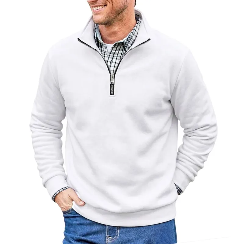 Men Spring and Autumn Half Zip Pullover Sweatshirts Solid Color Outdoor Casual Tops Long Sleeve Hoodie for Sports and Daily Wear