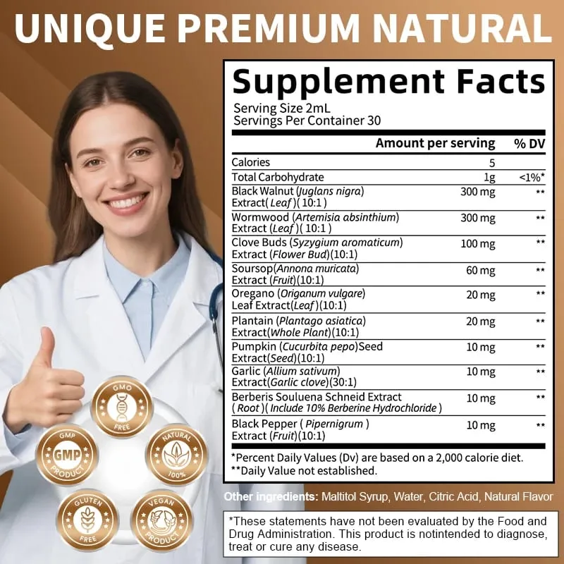 Organic Black Walnut Drop with Wormwood Clove & Garlic Herbal Supplement for Gut Cleanse Detox and Digestive Well-Being — image 6