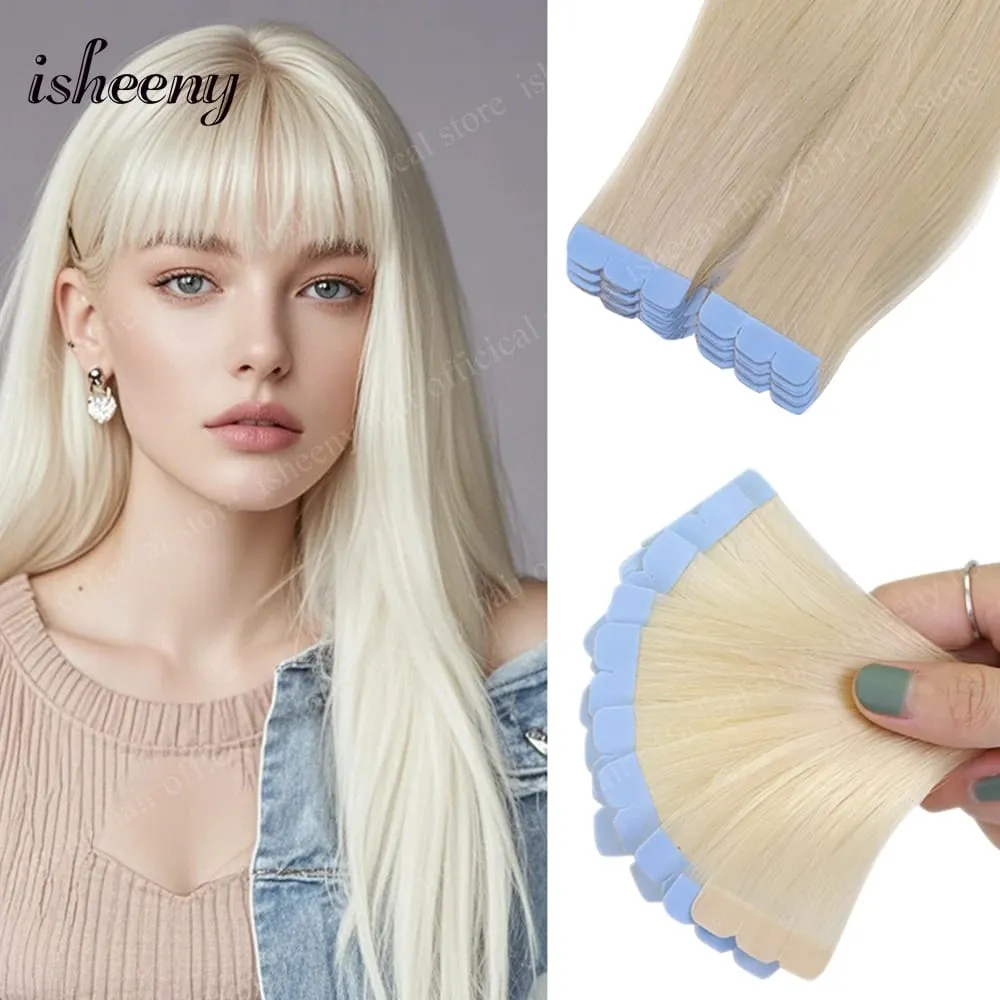 Isheeny Blonde Mini Tape in Human Hair Extensions 12-24 Inches Seamless Tape Hair On Glue Tape Tabs 10pcs/pack — image 2