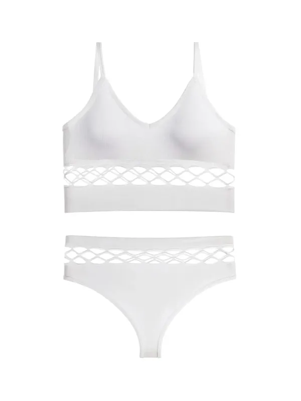 Thin Hollow Out Lingerie Set for Women Wireless Small Bust Push Up Bra Plus Size Breathable Sports Camisole Vest — image 7