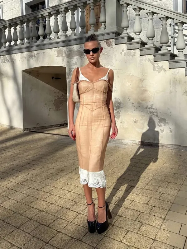 Fashion Slim Fishbone Dress Women Elegant Solid V-neck Sleeveless Pleated Bodycon Mini Dresses 2026 Summer Lady Party Gown — image 9