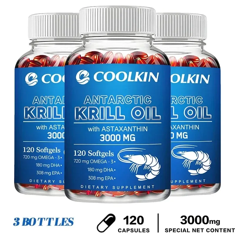 Antarctic Krill Oil 3000 mg - Omega-3 EPA DHA Přírodní Astaxanthin Kapsle Maximální síla pro zdraví srdce a kloubů