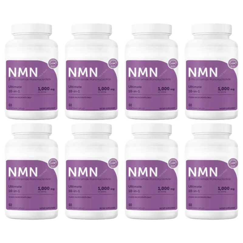 NMN Capsules 1000mg Per Serving with Resveratrol CoQ10 Vitamin C Vegan Formula Daily Wellness Supplement Clean Ingredients 120Ct