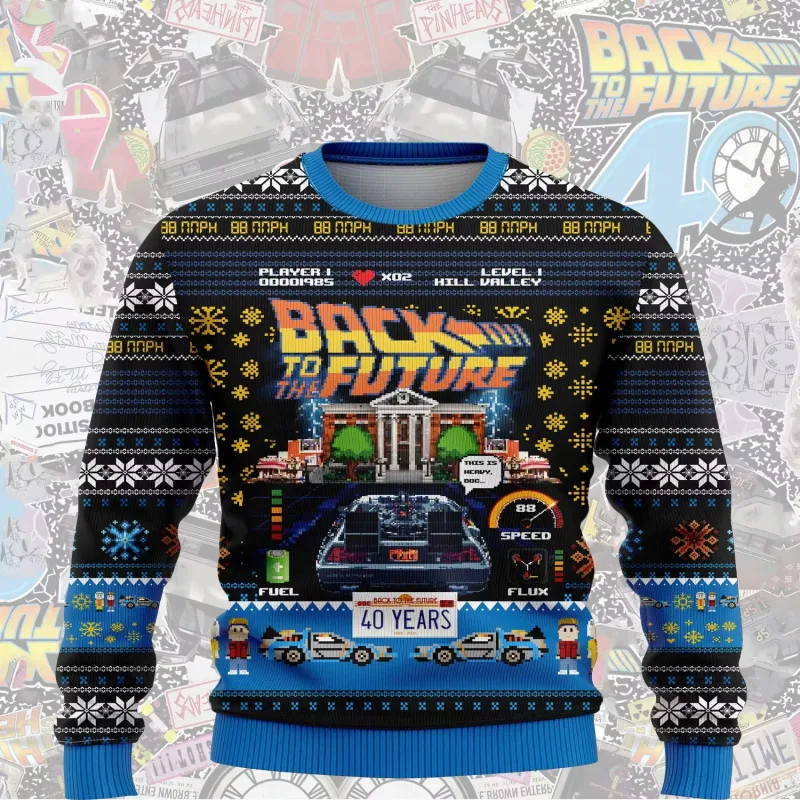 outono e inverno de volta ao futuro suéteres feios de Natal, camisas de anime de desenho animado para homens e mulheres, roupas — image 31