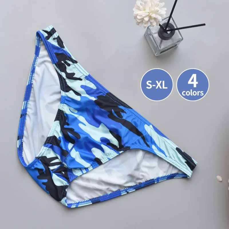 Silky Camo Print Men's Briefs - Quick-Dry Breathable Underwear Ideal for Gym Workouts & Daily Casual Wear