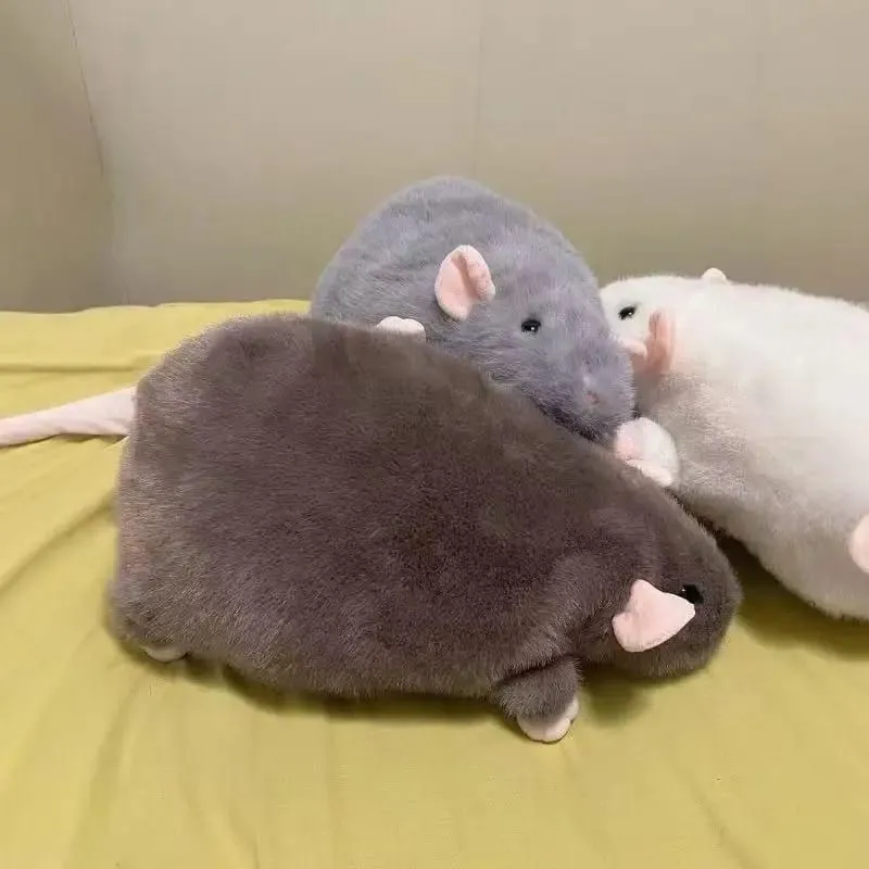 Peluche ratto con ramo floreale - Morbido cuscino per topo in 3 misure (35/50/90 cm) Adorabile animale di peluche Kawaii per l'arredamento del letto o del divano