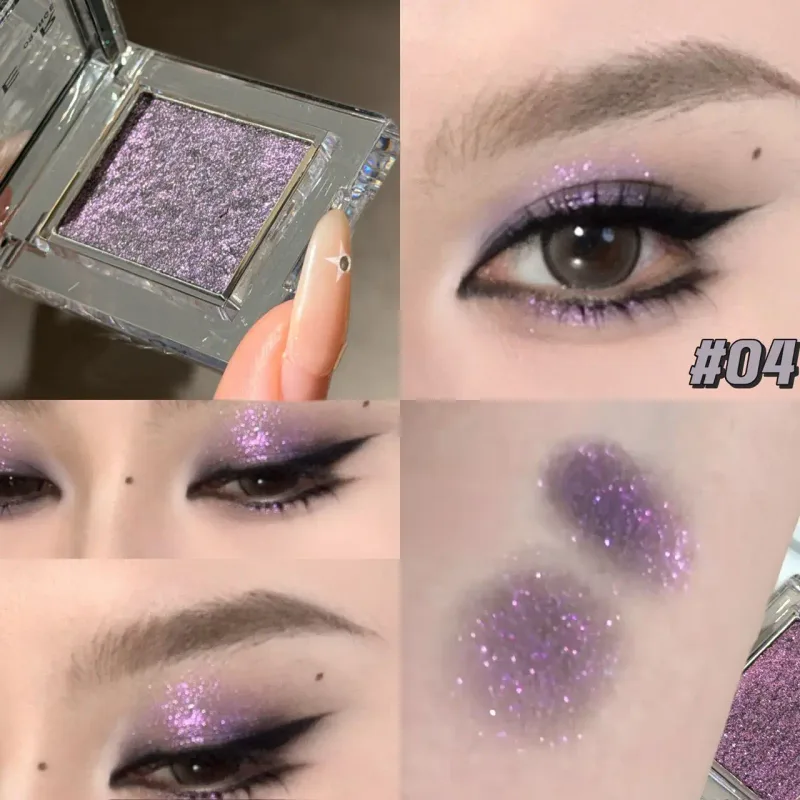 모노크롬 블루 메탈릭 아이 섀도우 다이아몬드 글리터 그린 아이 섀도우 하이 라이터 팔레트 스파클링 진주 빛 퍼플 아이 메이크업