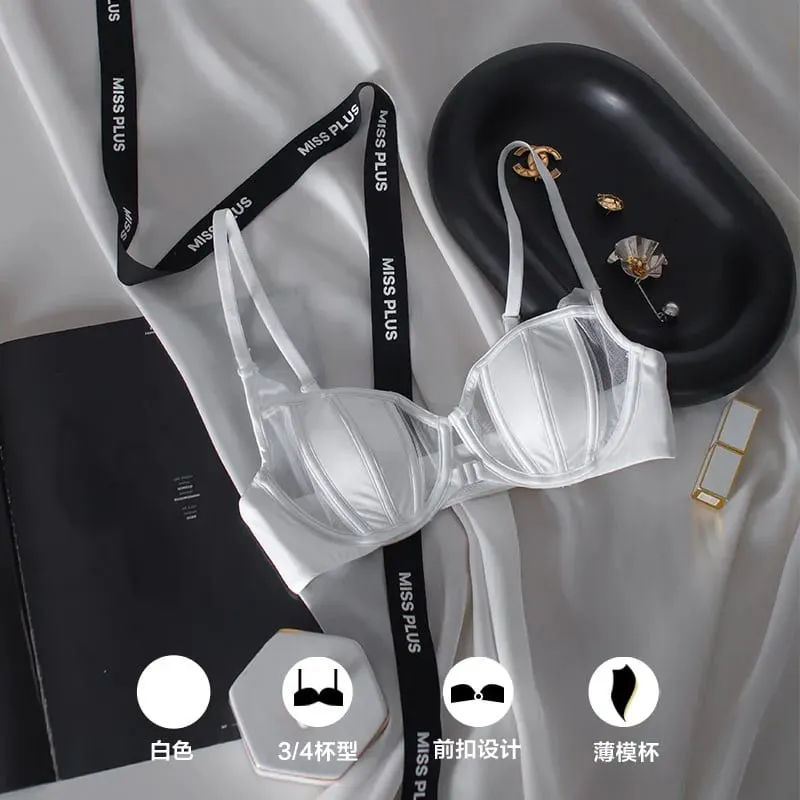 French Lace Front Buckle Back Beauty Brassiere Women Seamless Light Thin Non Wire Minimize Bust Invisible Daily Lingerie 32-38AB