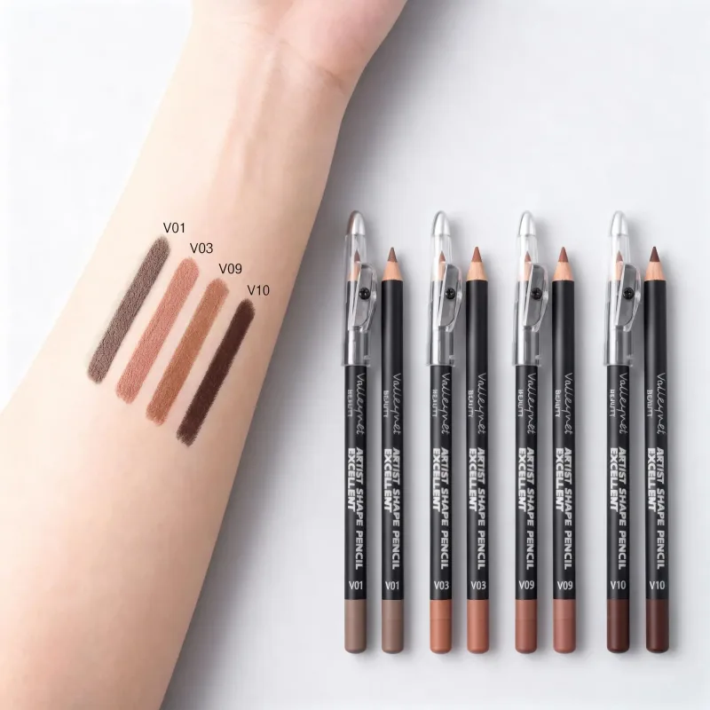 4-delige Brown Shades Lip Liner Set Mat Waterdicht Compatibel met verschillende lipglossen en lippenstiften, draagbaar tasformaat
