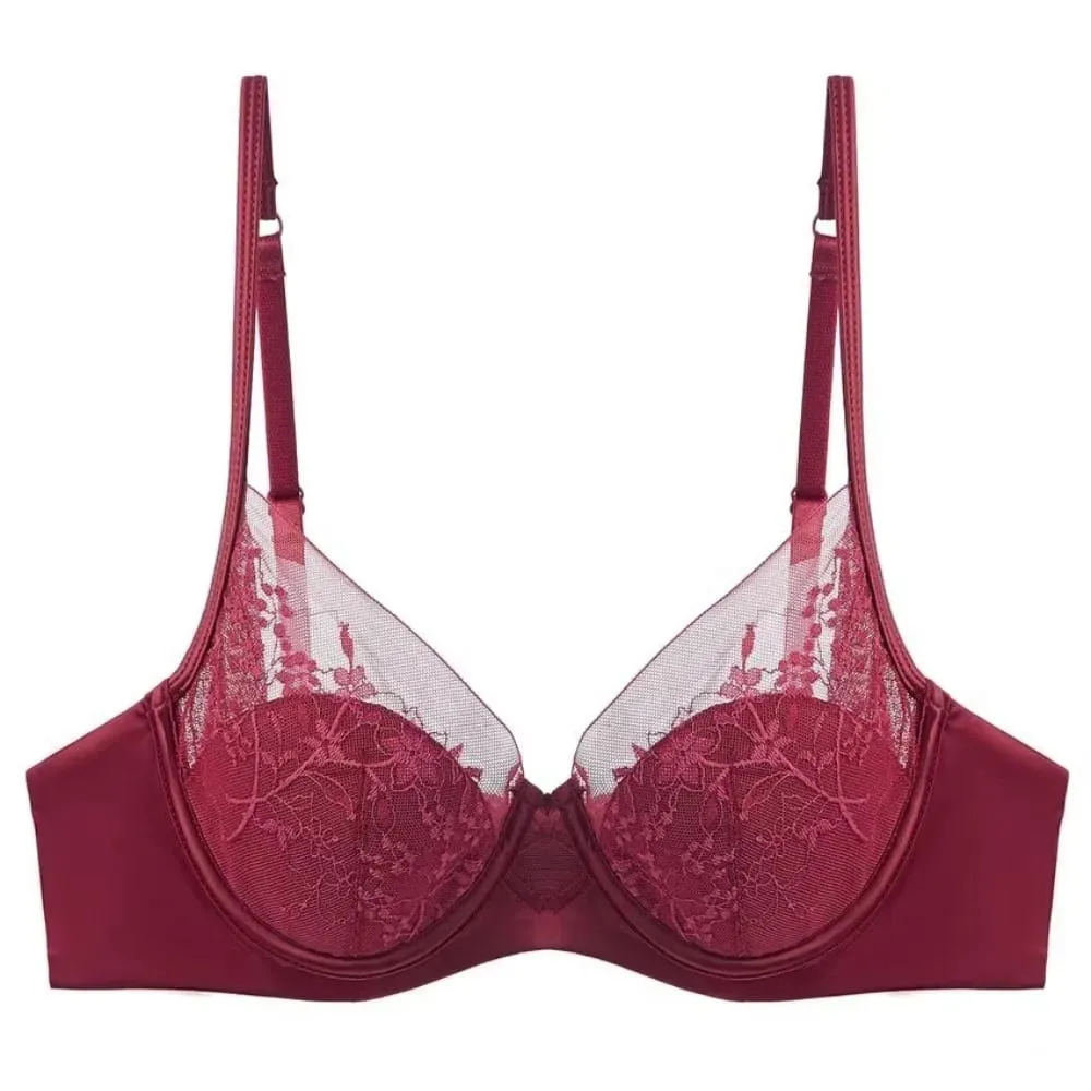 Elegant Lace Lingerie Set Thin Cup Minimizer Bra Panty Breathable Comfort Intimates Suit For Big Bust Size 32‑38 Daily Underwear