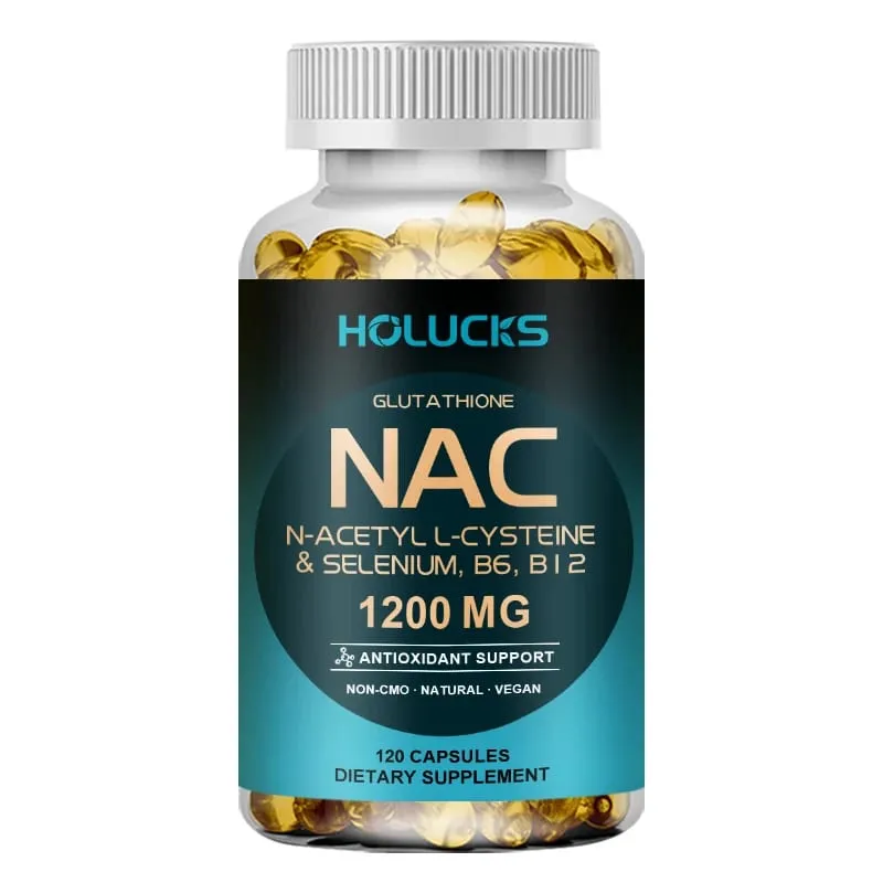Holucks Advanced NAC Supplement with 1200mg N-Acetyl L-Cysteine Support Detoxification Sleep & Respiratory Health for Family