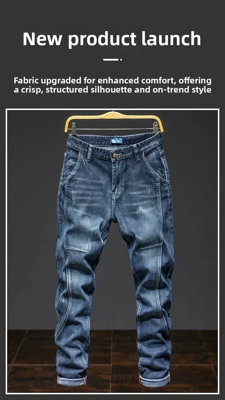 Splicing Elastic Large Size Loose Elastic Jeans Men's Autumn Korean Trend Pants Men's Harlan Denim Trousers Men Bootcut Jeans — image 6