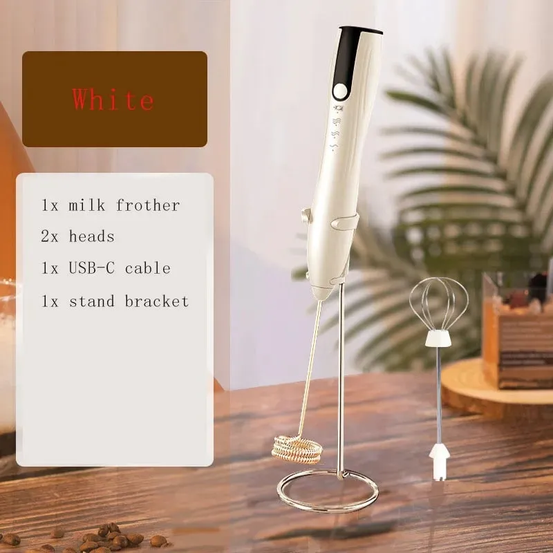 Máy Trộn Tay Bọt Sữa Cho Cà Phê Matcha Cầm Tay Máy Tạo Bọt Điện Máy Đánh Trứng Uống Trộn Sạc Trứng Be Có Chân Đế — image 9