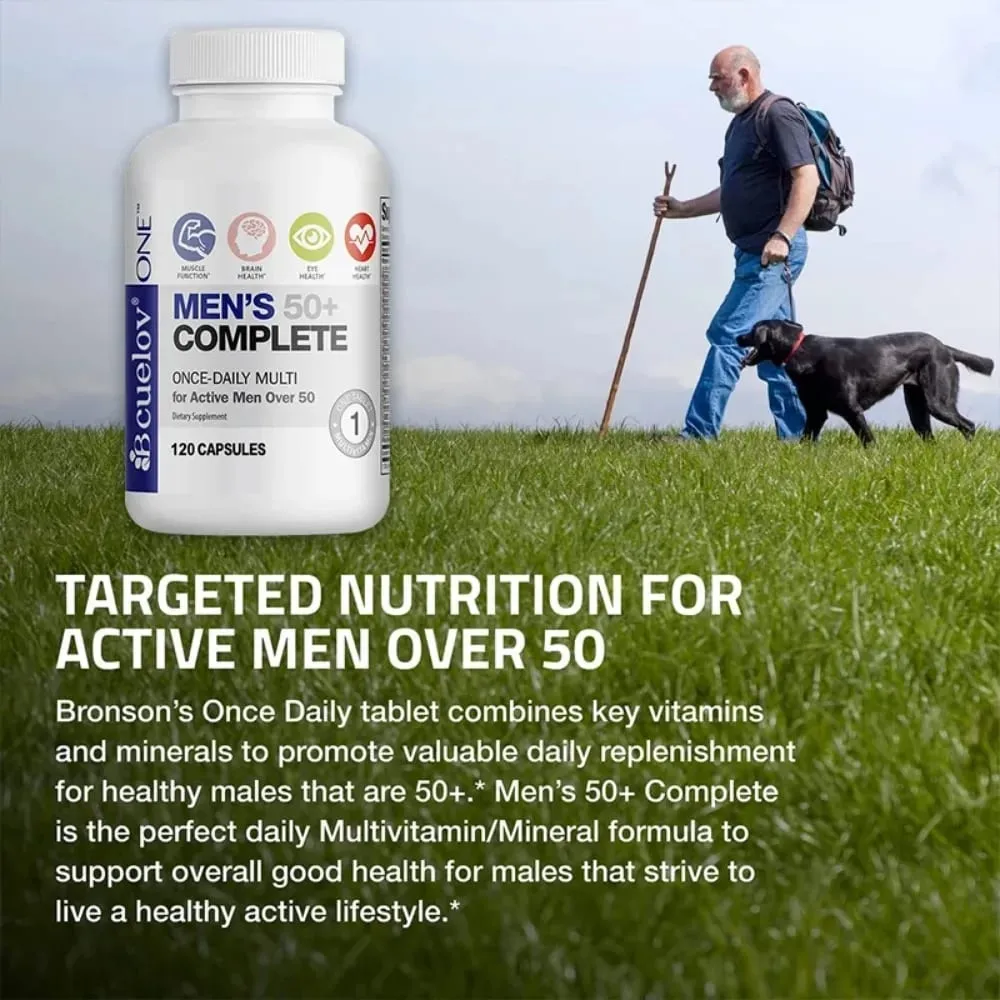 Men's Multivitamin for 50+ - High Potency Formula for Brain Eye & Heart Health for Brain Eye & Heart Health 120 Capsules