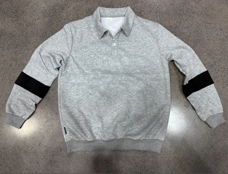 Men Lapel Polo Sweatshirt, Color Block Long Sleeve Pullover, Loose Solid Casual Top for Spring Autumn Daily Outfit
