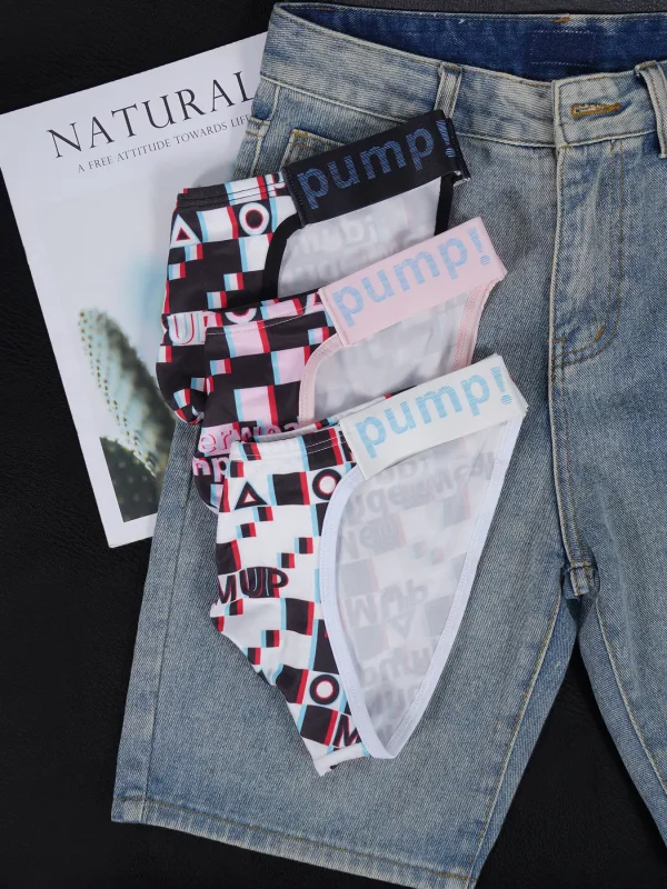 Men's Printed Briefs U Convex Pouch Elastic Waistband Letter Logo Breathable Fashion Underwear