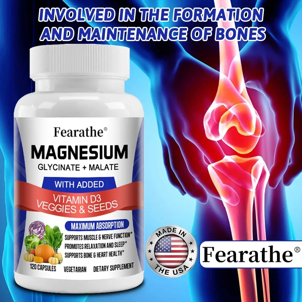 Magnesium Malate + Magnesium Glycinate Help Boost Immunity Promote Joint and Bone Marrow Health and Improve Sleep Quality