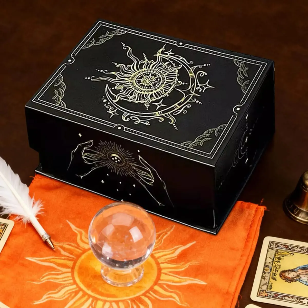 Magnetic Lid Tarot Card Box Portable Lightweight Storage Organizer Low-key elegant Playing Cards Jewelry Keepsakes storage box — image 3