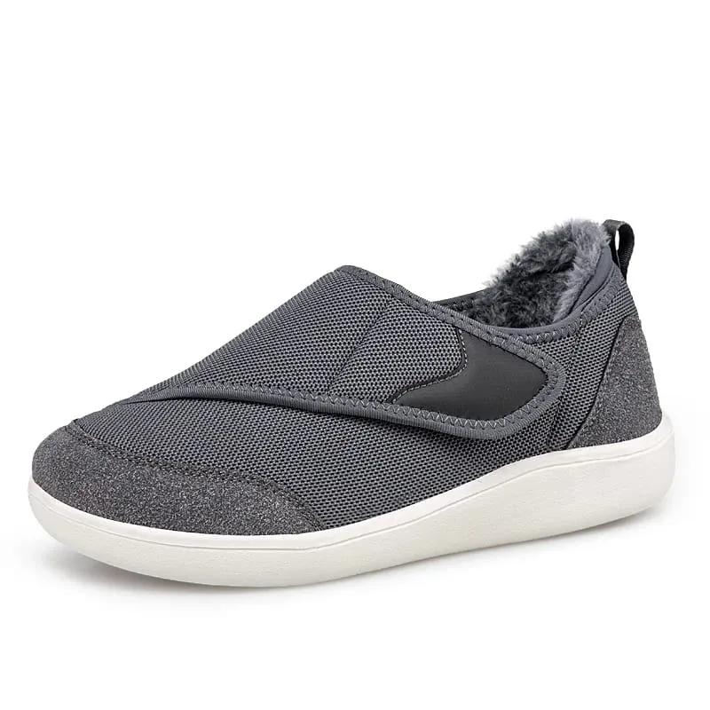 Winter Fur-lined Wide Box Toe Open Shoes for Elderly Men Women Diabetic Shoes Swollen Foot Fat Orthopedics Hallux Valgus Bunion