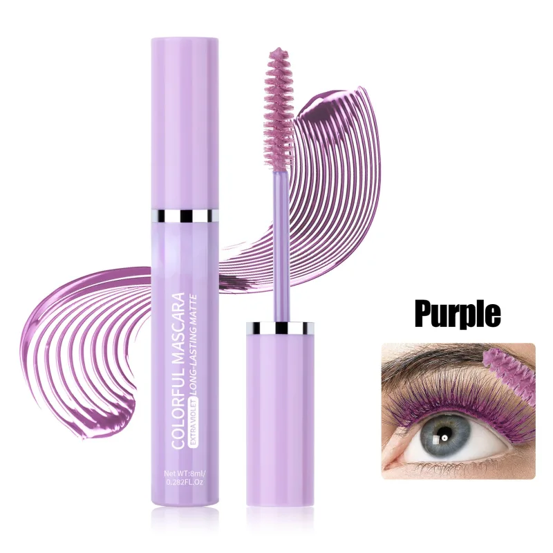 Ciglia mascara colorate Blu Rosa Verde Mascara impermeabile colorato Affascinante mascara arricciacapelli a lunga durata Trucco natalizio per occhi