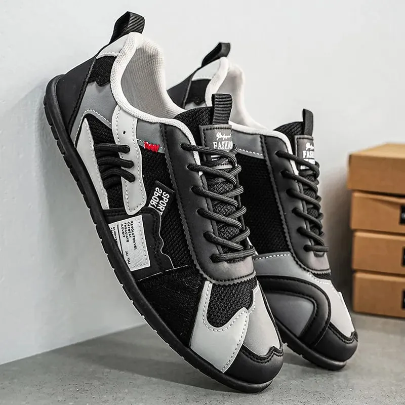 Men's Trendy Black and Gray Color-Blocked Mesh Breathable Casual Sports Shoes Summer Thin Retro Forrest Gump Shoes Lightweight Soft-Soled Shock-Absorbing Non-Slip Versatile Wear-Resistant Men's Shoes