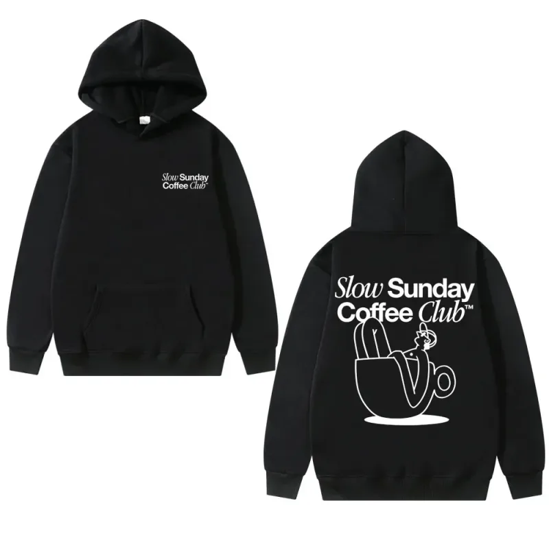 Unisex Slow Sunday Coffee Club Hoodie Pullover Lustiges Meme Vintage Casual Streetwear Sweatshirt, mehrere Farben erhältlich — image 1