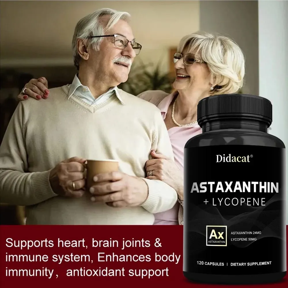 Astaxanthin 24mg + Lycopene 50mg Natural Antioxidant Mula sa Microalgae Supplement ng Astaxanthin Suporta sa Eye Skin Health Non-GMO — image 3