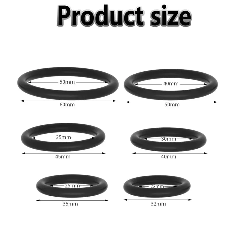 New 6pcs Silicone Penis Ring Ejaculation Delay Cock Rings Dick Erection Cockring Male Chastity Adult Sex Toys for Men