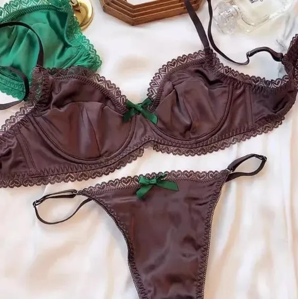Ice Silk Brief Sets Comfort Underwear Women Sexy Lace Ultra Thin Push Up Bra Set High Quality Brassiere Breathable Lingerie