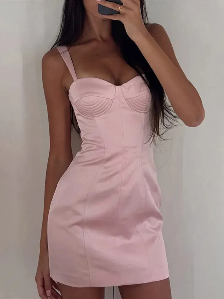 Cup Detail Corset Bustier Sweetheart Neck Spaghetti Strap Waist Cinching Bodycon Mini Dress for Women Party Night Occasion Wear — image 2