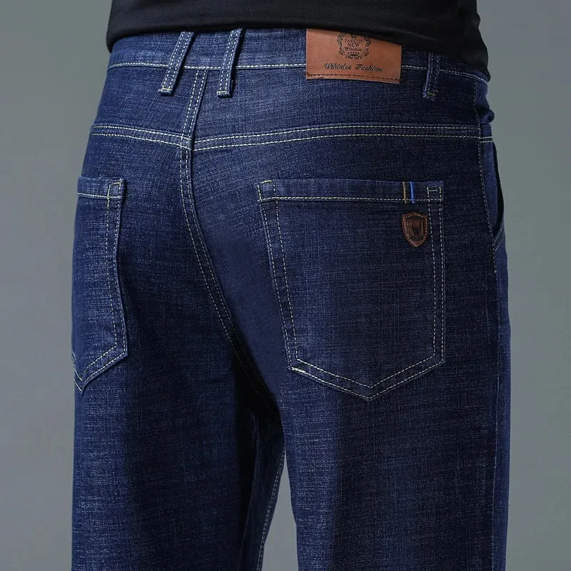 2026 Y2k Clothes Pantalon Homme Stretch Business Four Seasons Blue Regular Fit Straight Jeans — image 6