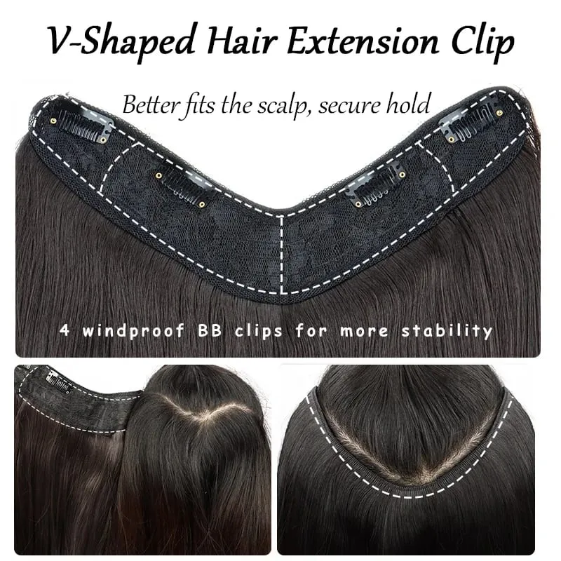 22 inch Synthetic One-Piece Hair Extensions | Inward-Curled Ends | BB Clips Easy Wear No Damage | Instant Volume & Length