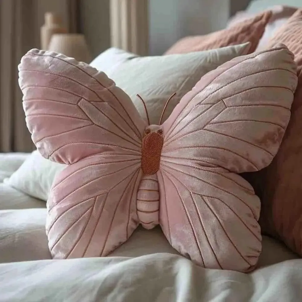 New Cute Butterfly Pillow Fashion Soft Toy Throwing Pad Christmas Gifts Girl Pink Toy Bedhead Pillow