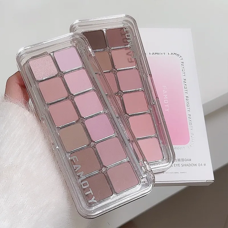 12-Color Low Saturation Matte Eyeshadow Palette Tea Apricot Earth Tones Long Lasting Pearlescent Matte Eye Makeup for Daily Use