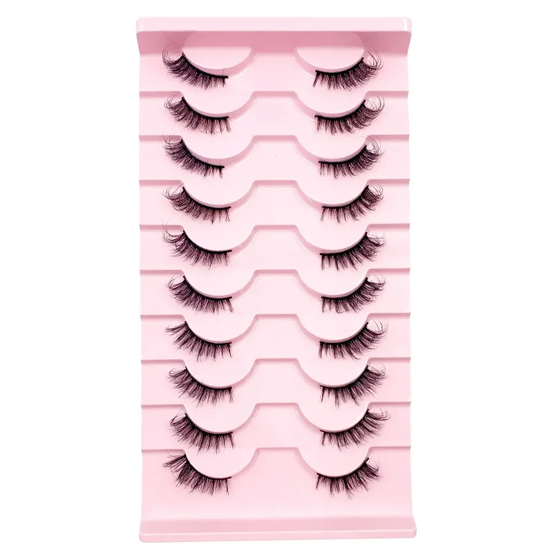 3D Cat Eye Lashes Half Eyelashes 10Pairs Half Lashes Natural Clear Stem False Eyelash Extension Makeup Faux Cils maquiag