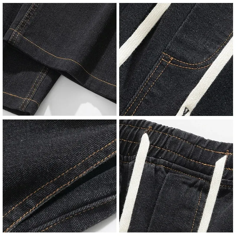 Spring And Summer Korean Retro Men'S Jeans Loose Wide Leg Pants Casual Straight Leg Pants Drawstring Workwear Pants — image 6