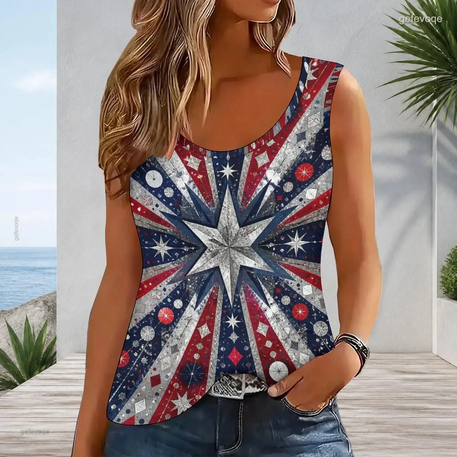 Ladies U Neck Tank Top Sleeveless Slim Basic Vest Simple Casual Undershirt Custom Printed Women Inner Outer Tops