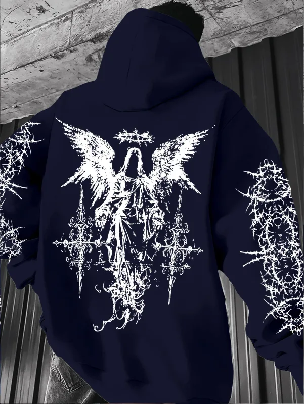 Estilo gótico anjo impressão hoodies homens mulheres ao ar livre rua casual esporte tendência hip-hop casal de manga longa outono inverno moletom