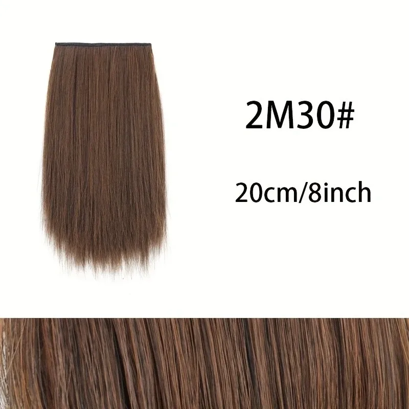 10cm/20cm/30cm sentetik kısa düz ped görünmez saç uzatma astarı saç üst yan kapak postiş kadınlar için — image 13